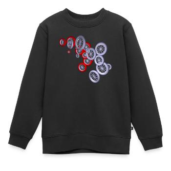 Roues - Sweat Premium enfant bio - noir - Devant - AI Model Kid Female (0cm)