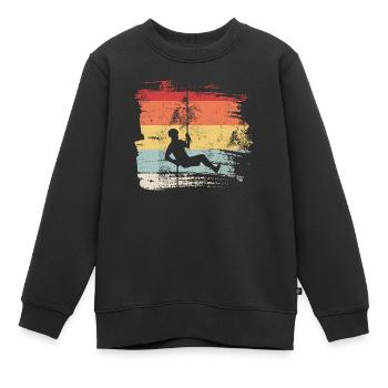 Rétro descente en rappel escalade canyoning grimpeurs - Sweat Premium enfant bio - noir - Devant - AI Model Kid Female (0cm)