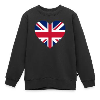 Großbritannien Herz - Kinder Premium Organic Sweatshirt - Schwarz - Vorne - AI Model Kid Female (0cm)