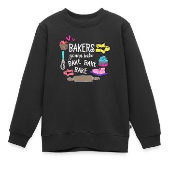 Boulangerie Baker Boulangerie Boulangerie Gâteau de confiserie - Sweat Premium enfant bio - noir - Devant - AI Model Kid Female (0cm)