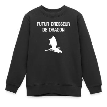 Idée cadeau enfant futur dresseur de dragon - Sweat Premium enfant bio - noir - Devant - AI Model Kid Female (0cm)