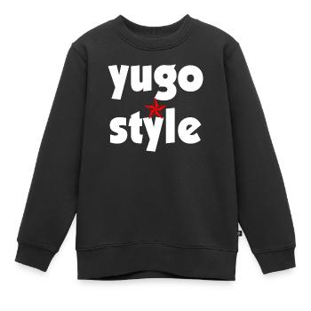 style yugo - sista - style uni des Balkans - Sweat Premium enfant bio - noir - Devant - AI Model Kid Female (0cm)