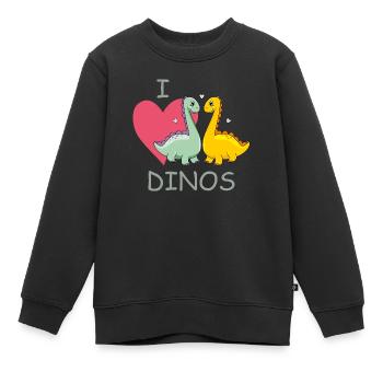 Zwei verliebte Dinos - Kinder Premium Organic Sweatshirt - Schwarz - Vorne - AI Model Kid Female (0cm)