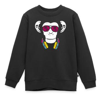 Monkey Cooler Affe DJ Kopfhörer Ausgehen Spaß Part - Kinder Premium Organic Sweatshirt - Schwarz - Vorne - AI Model Kid Female (0cm)