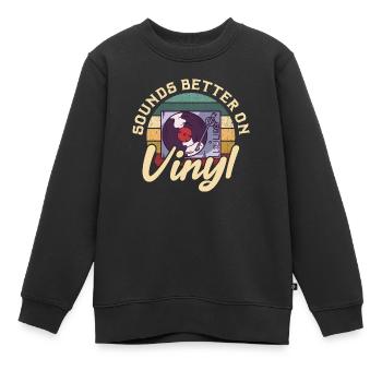 sounds better on vinyl Design for a vinyl sound - Kinder Premium Organic Sweatshirt - Schwarz - Vorne - AI Model Kid Female (0cm)