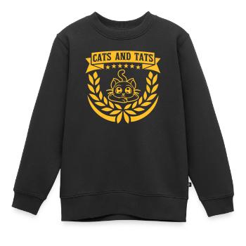 cats and tats Zitat - Kinder Premium Organic Sweatshirt - Schwarz - Vorne - AI Model Kid Female (0cm)