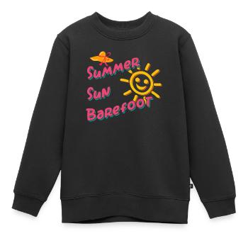 Soleil d’été pieds nus sur la plage Vacances à la mer - Sweat Premium enfant bio - noir - Devant - AI Model Kid Female (0cm)