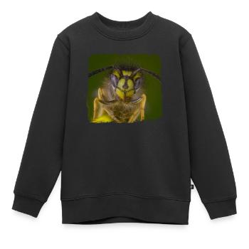 Guêpe commune. Portrait de guêpe - Sweat Premium enfant bio - noir - Devant - AI Model Kid Female (0cm)
