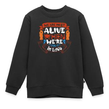 NOUS SOMMES PLUS VIVANTS QUAND NOUS SOMMES AMOUREUX - Sweat Premium enfant bio - noir - Devant - AI Model Kid Female (0cm)
