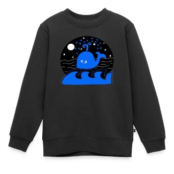 Whale - Kids Premium Organic Sweatshirt - black - Front - AI Model Kid Female (0cm)