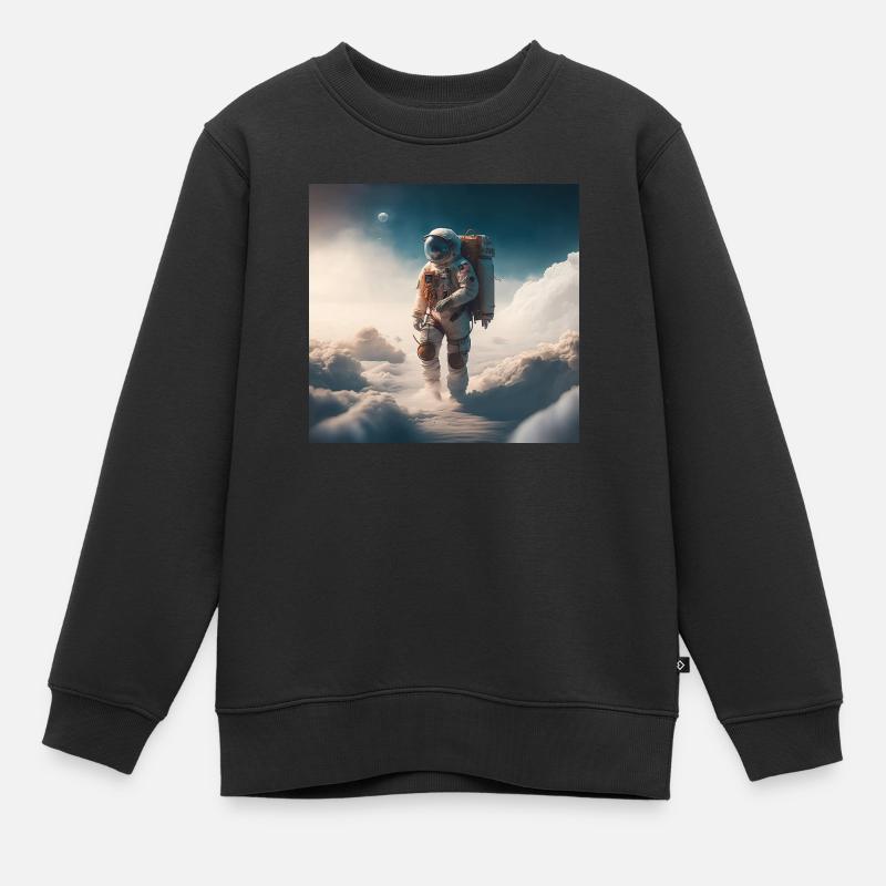 An astronaut walking on clouds - Kids Premium Organic Sweatshirt - black