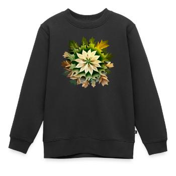 Les feuilles naturelles - Sweat Premium enfant bio - noir - Devant - AI Model Kid Female (0cm)