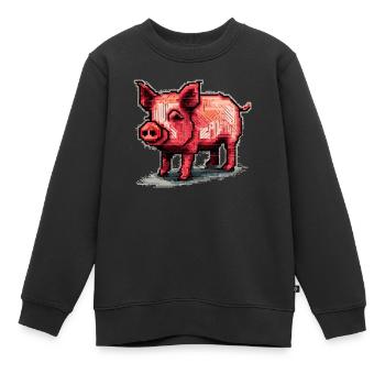 Sale un cochon rétro 8 bits fait de pixels - Sweat Premium enfant bio - noir - Devant - AI Model Kid Female (0cm)