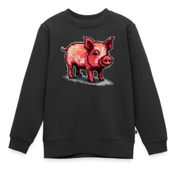 Petit porcelet comme cochon domestique dans les graphismes rétro - Sweat Premium enfant bio - noir - Devant - AI Model Kid Female (0cm)