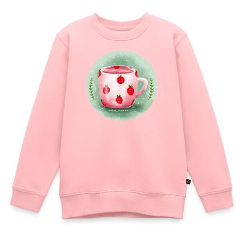 Lait de fraise - Sweat Premium enfant bio - rose - Devant - AI Model Kid Female (0cm)