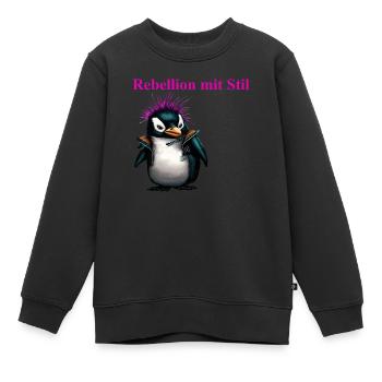 Rebellion mit Stil Pengu Punk Geschenk Kunst - Kinder Premium Organic Sweatshirt - Schwarz - Vorne - AI Model Kid Female (0cm)