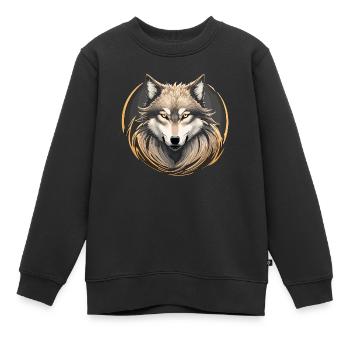 Loup majestueux - Sweat Premium enfant bio - noir - Devant - AI Model Kid Female (0cm)