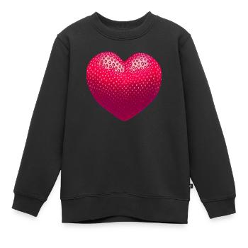 Erdbeerherz - Kinder Premium Organic Sweatshirt - Schwarz - Vorne - AI Model Kid Female (0cm)