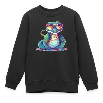 Ik die Brilleneidechse - Kinder Premium Organic Sweatshirt - Schwarz - Vorne - AI Model Kid Female (0cm)