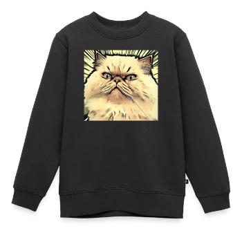 Perserkatze Negan im Comicstyle - Kinder Premium Organic Sweatshirt - Schwarz - Vorne - AI Model Kid Female (0cm)