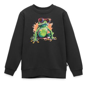 Reina, der Brillenfrosch - Kinder Premium Organic Sweatshirt - Schwarz - Vorne - AI Model Kid Female (0cm)