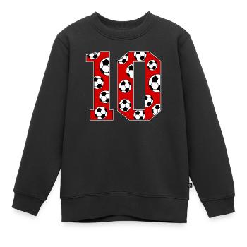 10 Anniversaire Football Rouge - Sweat Premium enfant bio - noir - Devant - AI Model Kid Female (0cm)