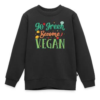 GO GREEN VEGAN - Kinder Premium Organic Sweatshirt - Schwarz - Vorne - AI Model Kid Female (0cm)