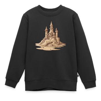 Le château de sable - Sweat Premium enfant bio - noir - Devant - AI Model Kid Female (0cm)