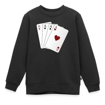Spielkarten Ass - Kinder Premium Organic Sweatshirt - Schwarz - Vorne - AI Model Kid Female (0cm)