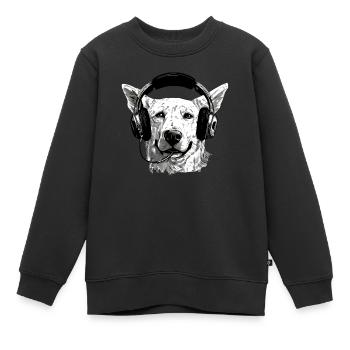 Jack le chien audiophile - Sweat Premium enfant bio - noir - Devant - AI Model Kid Female (0cm)