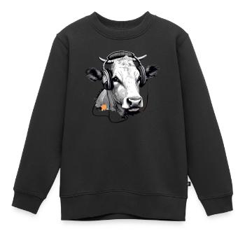 Jiji la vache audiophile - Sweat Premium enfant bio - noir - Devant - AI Model Kid Female (0cm)