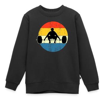 Vintage Fitness Workout Sunset - Sweat Premium enfant bio - noir - Devant - AI Model Kid Female (0cm)