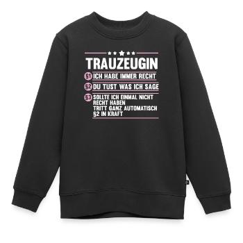 Hochzeit Junggesellenabschied Trauzeugin - Kinder Premium Organic Sweatshirt - Schwarz - Vorne - AI Model Kid Female (0cm)