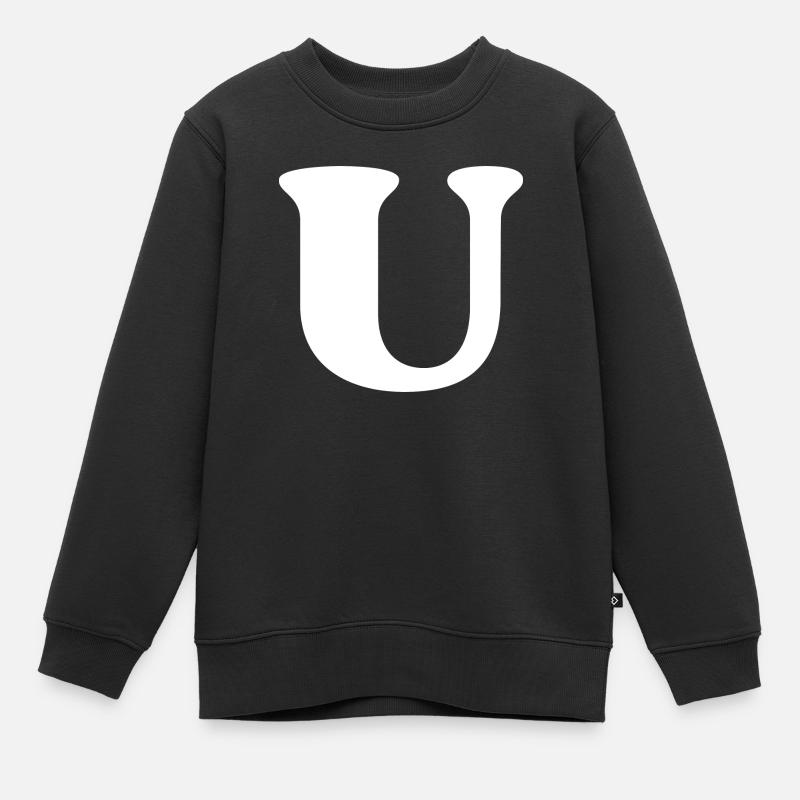 Lettre u - Sweat Premium enfant bio - noir