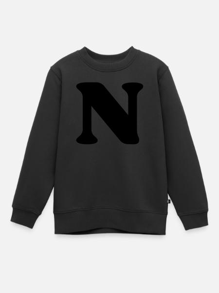 Lettre n - Sweat Premium enfant bio - noir