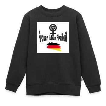 Frauen leben Freiheit - Kinder Premium Organic Sweatshirt - Schwarz - Vorne - AI Model Kid Female (0cm)