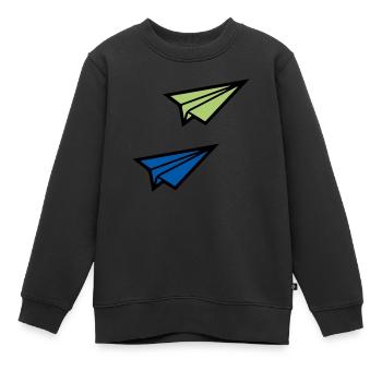 Avion en papier - Sweat Premium enfant bio - noir - Devant - AI Model Kid Female (0cm)