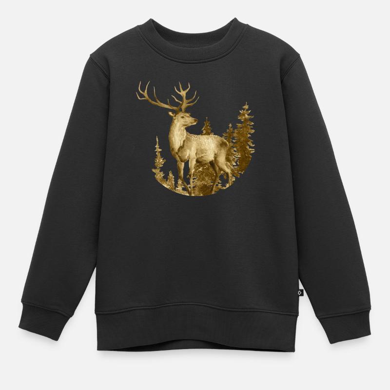 Hirsch - Kinder Premium Organic Sweatshirt - Schwarz