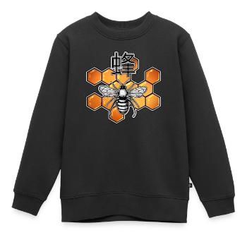 Abeille Kanji - Sweat Premium enfant bio - noir - Devant - AI Model Kid Female (0cm)