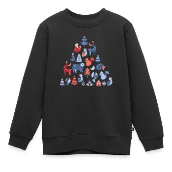 Sapin de Noël d’inspiration scandinave - Sweat Premium enfant bio - noir - Devant - AI Model Kid Female (0cm)