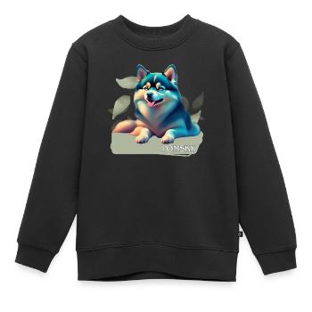 Pomsky Motif - Sweat Premium enfant bio - noir - Devant - AI Model Kid Female (0cm)
