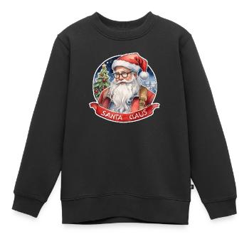 Weihnachtsmann - Traditionell und Aquarell - Kinder Premium Organic Sweatshirt - Schwarz - Vorne - AI Model Kid Female (0cm)