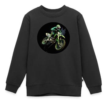 Logo de motocross - Sweat Premium enfant bio - noir - Devant - AI Model Kid Female (0cm)