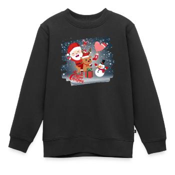 Frohe Weihnachten - Kinder Premium Organic Sweatshirt - Schwarz - Vorne - AI Model Kid Female (0cm)