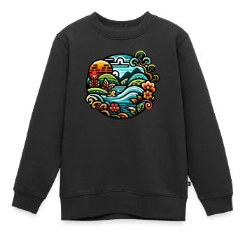 Farbenfroher Fluss - Kinder Premium Organic Sweatshirt - Schwarz - Vorne - AI Model Kid Female (0cm)