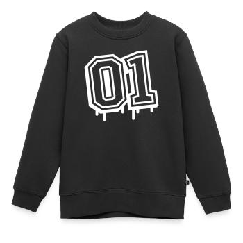 01 eins nummer - Kinder Premium Organic Sweatshirt - Schwarz - Vorne - AI Model Kid Female (0cm)