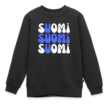 Finnland Finnland Finnland Groovy Vibe - Kinder Premium Organic Sweatshirt - Schwarz - Vorne - AI Model Kid Female (0cm)