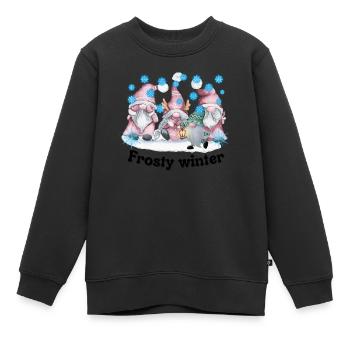Frosty Winter - Nordic Elves for Christmas - Kids Premium Organic Sweatshirt - black - Front - AI Model Kid Female (0cm)
