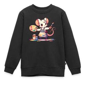 Cute Mouse Artist - Kinder Premium Organic Sweatshirt - Schwarz - Vorne - AI Model Kid Female (0cm)