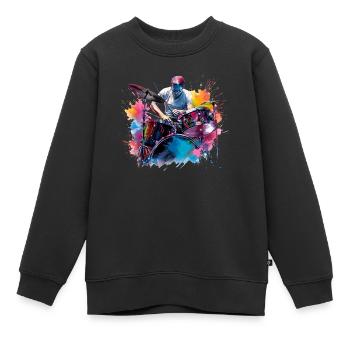 Schlagzeugspielen kann man lernen - Kinder Premium Organic Sweatshirt - Schwarz - Vorne - AI Model Kid Female (0cm)